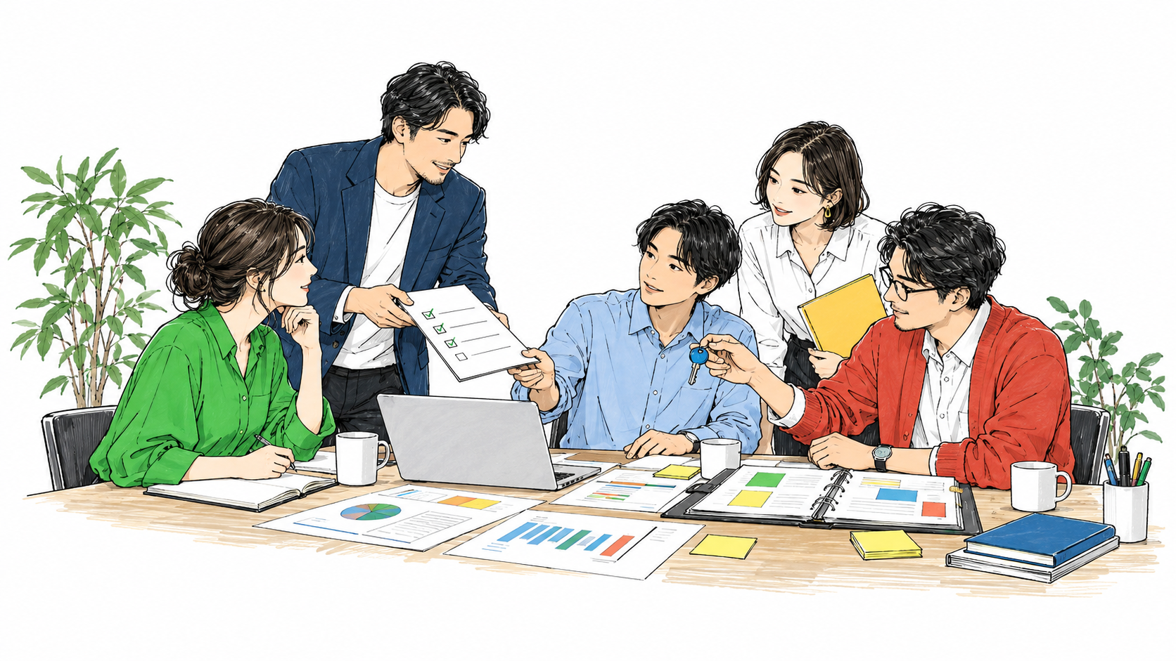 マーケティング内製化伴走支援の支援工程を表すイラスト